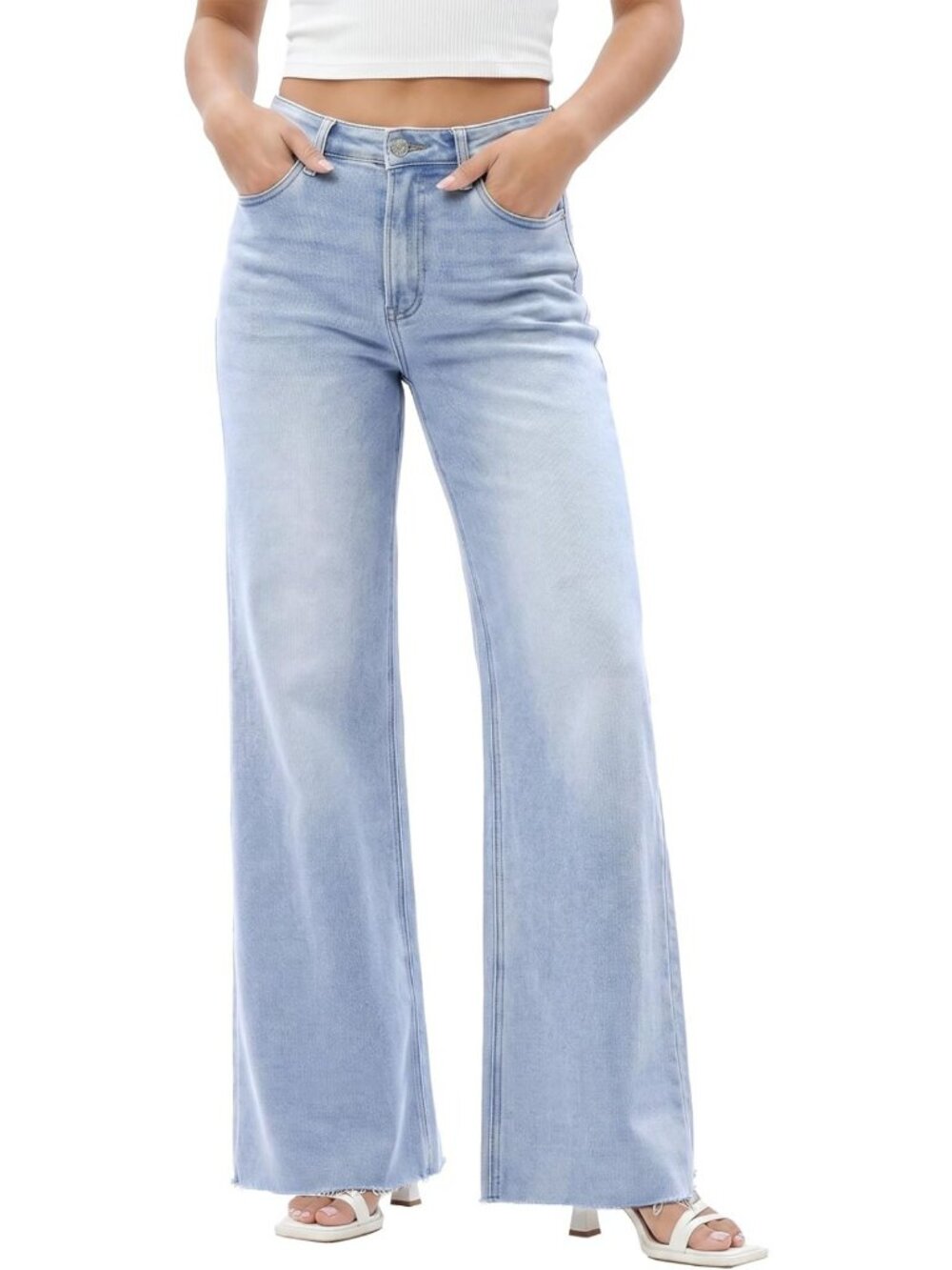 High-Waisted Wide Leg Jeans for Women | Stretchy Baggy Denim Pants